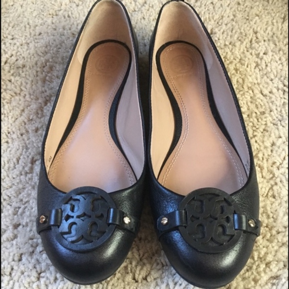 Tory Burch Mini Millie Black Leather Flats